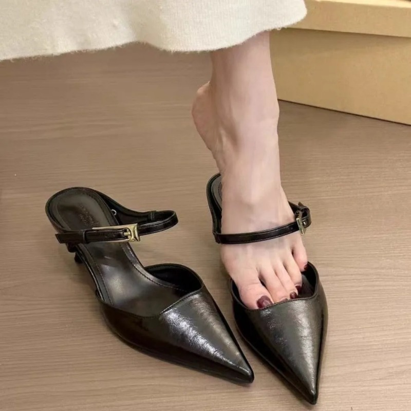 Women'S Fashion Brands - Women Pointed Toe Slippers Mid Heels