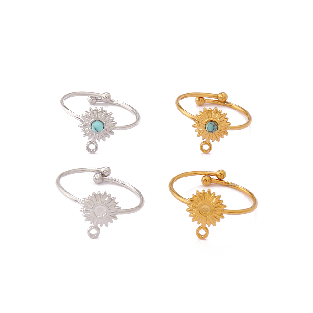 Women'S Fashion Rings Gold - 1pcs Stainless Steel Turquoise Sun Open