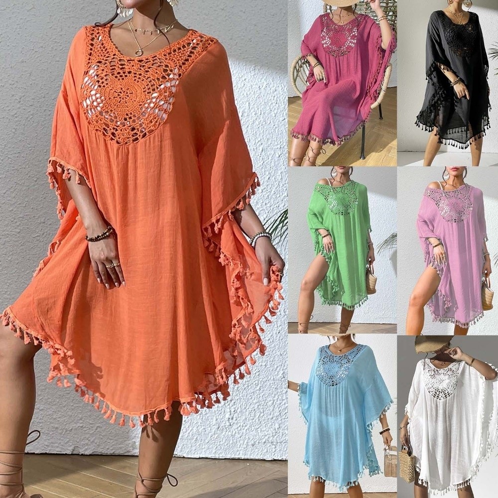 Smocked Dress Women - Square Neck Summer Sunscreen Smock Hollow