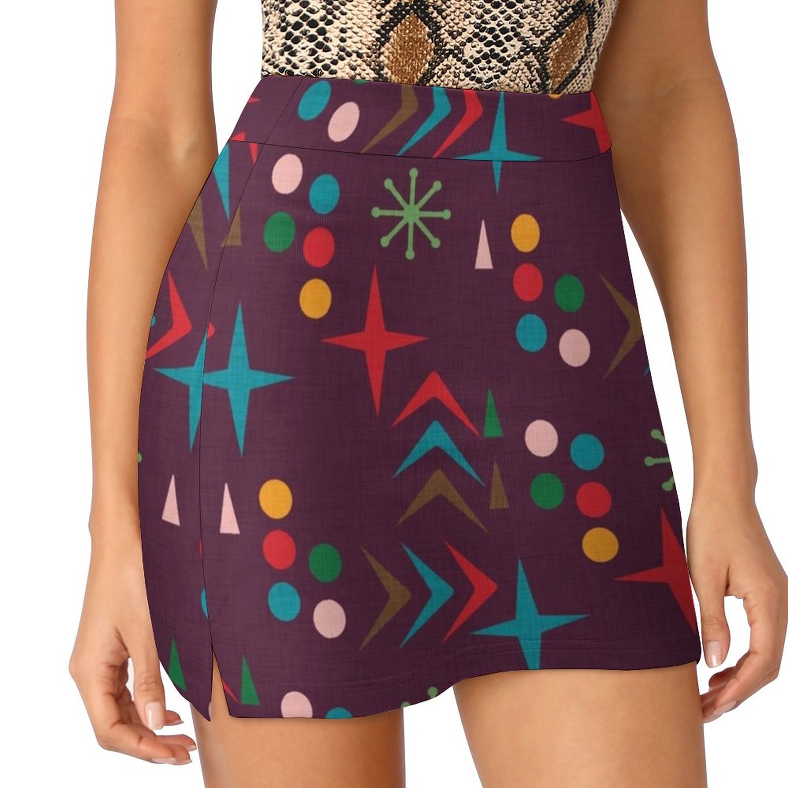 Women'S Fashion In The 50S - Atomic Pattern Purple Mid Century Modern