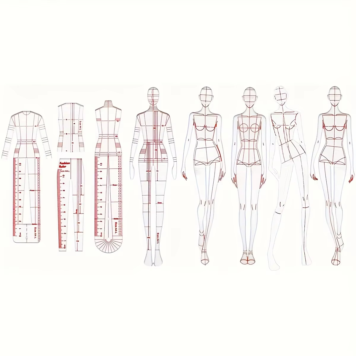 1 Set Women Fashion Drawing Ru - đánh giá và giá Women Fashion Figure Template