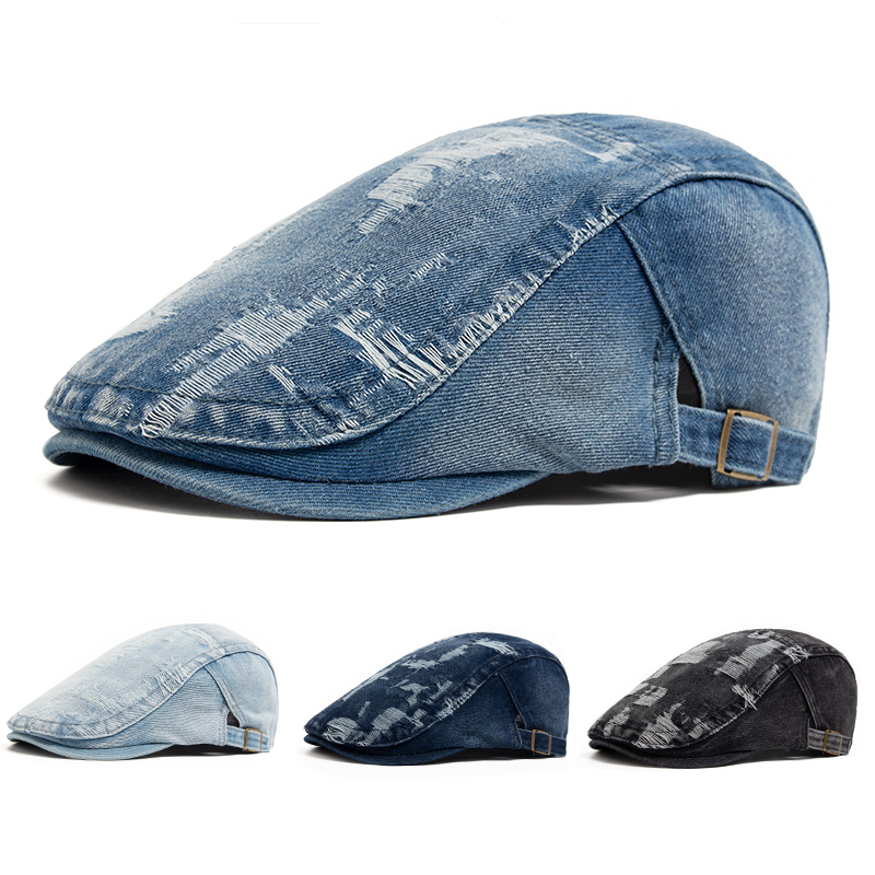 Fashion Men Ripped Denim Beret - đánh giá và giá Women Fashion Nz