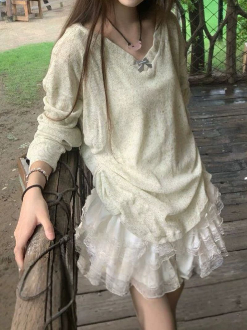 Korean Style Sweet V-neck Bow  - đánh giá và giá Women Fashion Style