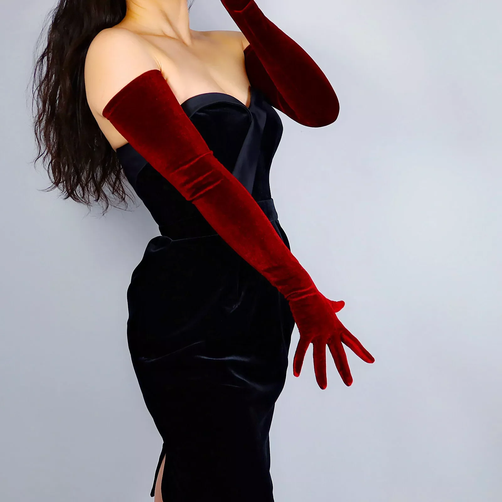 Burgundy Super Long Velvet Glo - đánh giá và giá Women'S Fashion In 1920