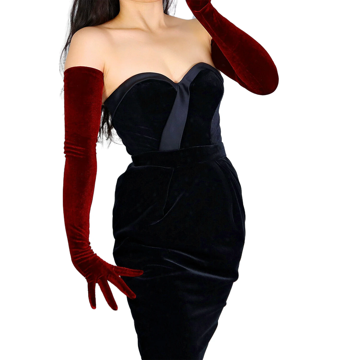 Burgundy Super Long Velvet Glo - đánh giá và giá Women'S Fashion In 1920
