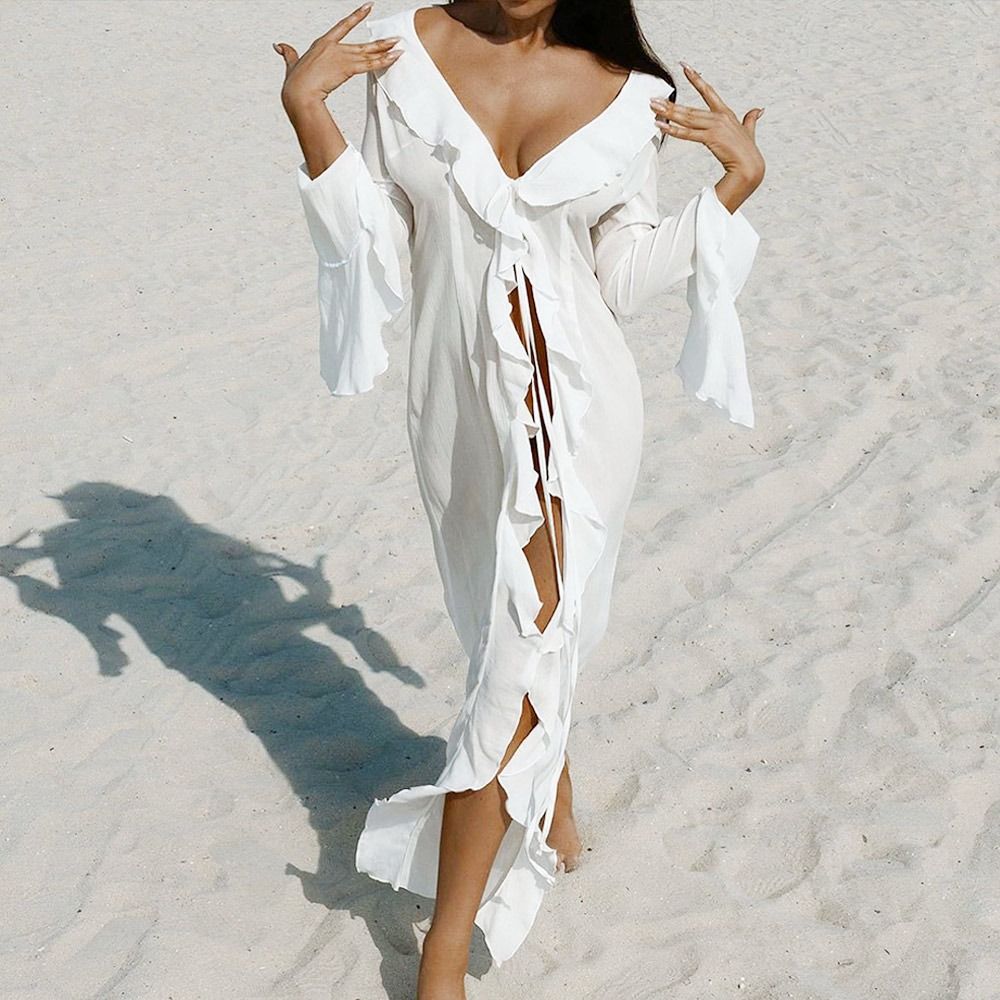 Fashion V Neck Summer Beach Co - đánh giá và giá Smocked Dress Women