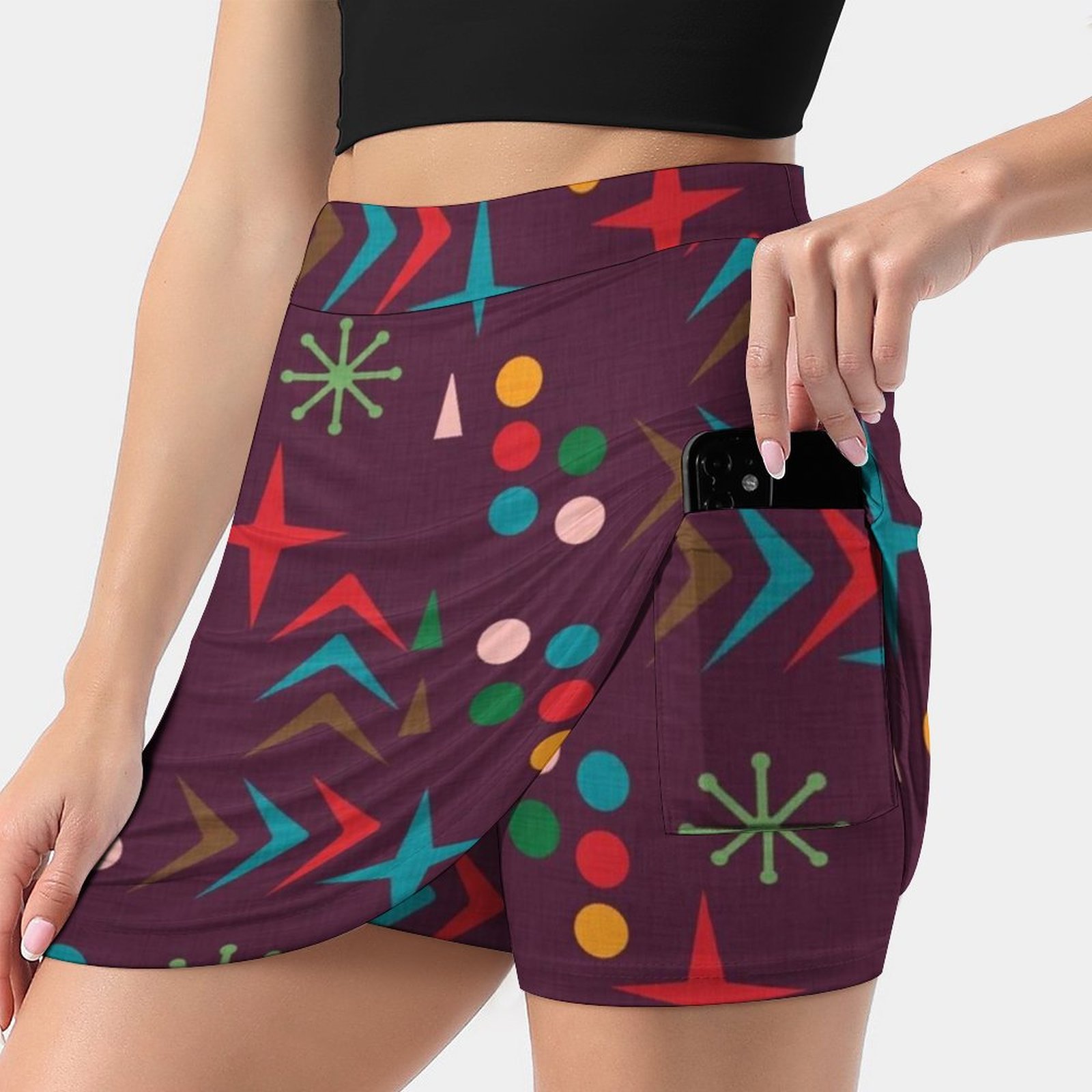 Atomic Pattern Purple Mid Cent - đánh giá và giá Women'S Fashion In The 50S