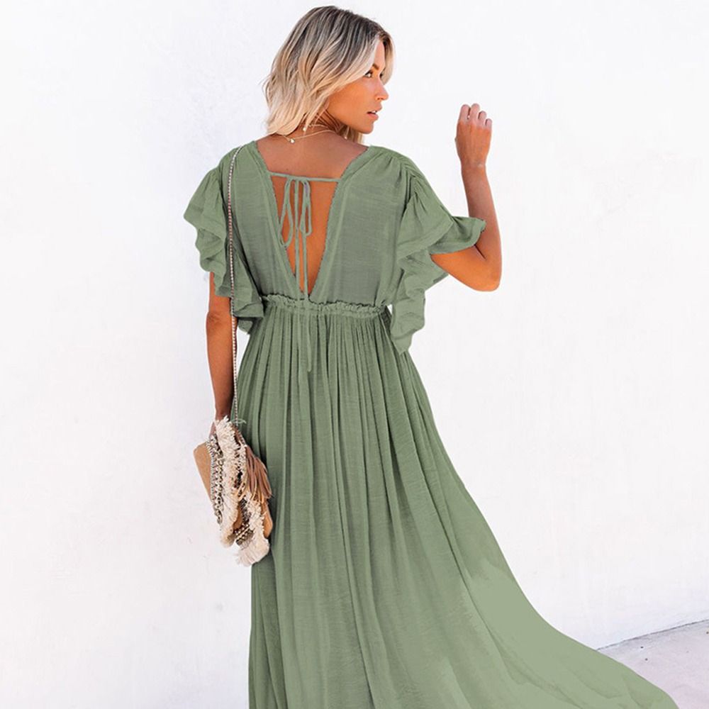 Fashion V Neck Summer Sunscree - đánh giá và giá Smocked Dress Women